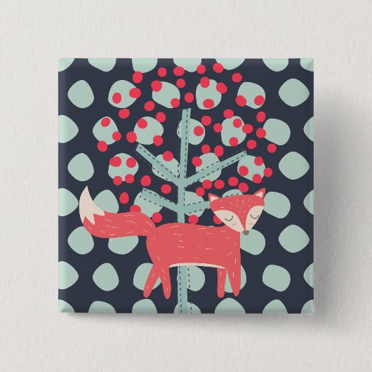 Retro Fox Vierkante Button 5,1 Cm (Voorkant)