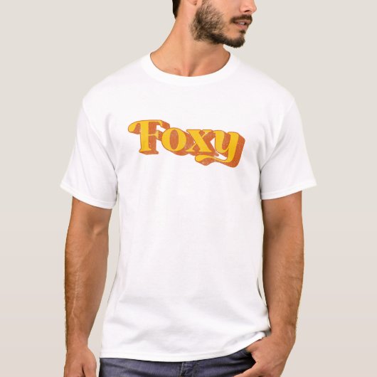 Retro Foxy Funny  70's Party Costume Mannen W T-shirt (Voorkant)