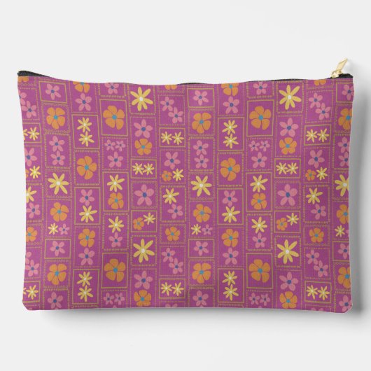 Retro Framboos Patchwork Bloem Groot Etui (Achterkant)