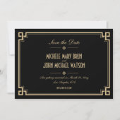 Retro Frame Art Deco Donkere Sla de Datum Kaart (Voorkant)