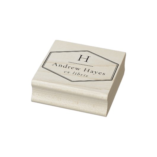 Retro Frame Moderne Monogram Ex Libris Boek Rubberstempel (Stempel)