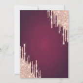 Retro Frame Roze Goud Glitter Drips Burgundy Kaart (Achterkant)