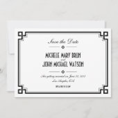 Retro Frame Witte Art Deco Save the Date Kaart (Voorkant)