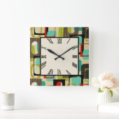 Retro Framed Tan Vierkante Klok (Huis)