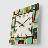 Retro Framed Tan Vierkante Klok (Hoek)