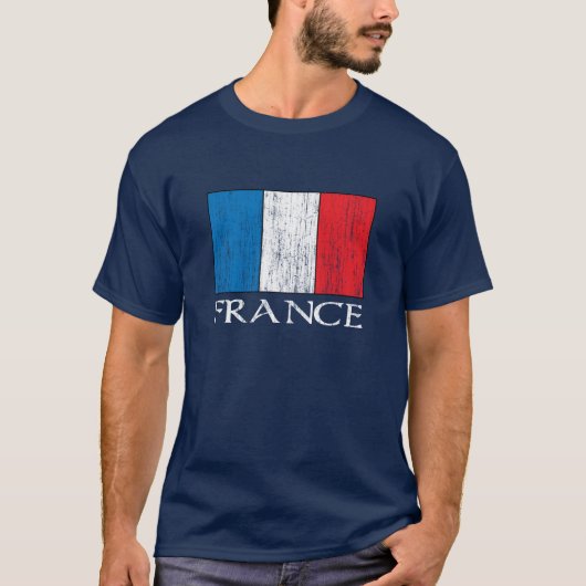 Retro France vlag t-shirt (Voorkant)