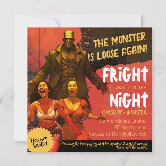 Retro Frankenstein Adult Horror Fright Night Kaart (Voorkant)