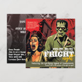 Retro Frankenstein  Horror Halloween Party Kaart (Voorkant / Achterkant)
