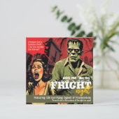 Retro Frankenstein  Horror Halloween Party Kaart (Staand voorkant)