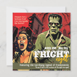 Retro Frankenstein  Horror Halloween Party Kaart