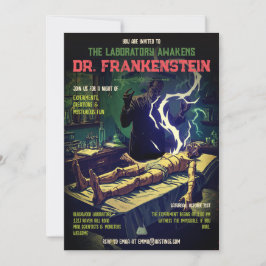 Retro Frankenstein Laboratorium Ontwaakt Halloween Kaart