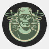 Retro Frankenstein Ronde Sticker (Voorkant)