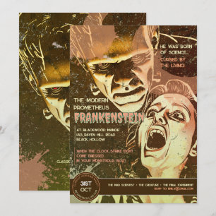Retro Frankenstein Vintage Horror Kaart
