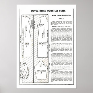 Retro Frans kledingpatroon Poster