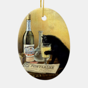 Retro frans poster "absinthe bourgeois" keramisch ornament