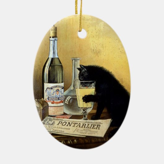 Retro frans poster "absinthe bourgeois" keramisch ornament (Achterkant)