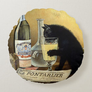 Retro frans poster "absinthe bourgeois" rond kussen
