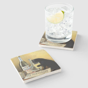 Retro frans poster "absinthe bourgeois" stenen onderzetter