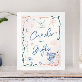 Retro frans roze geïllustreerd teken vrijgezellenf poster