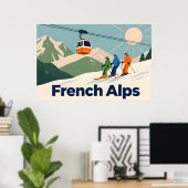 Retro Franse Alpen Ski - Vintage 70s Poster (Thuiskantoor)
