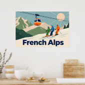 Retro Franse Alpen Ski - Vintage 70s Poster (Keuken)