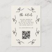 Retro Franse bruiloft Hand getrokken QR Code Detai Informatiekaartje (Voorkant)