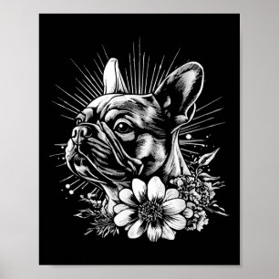 Retro Franse Bulldog Hondenliefhebber Tattoo Stijl Poster