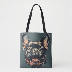 Retro Franse Bulldog Tote Tas