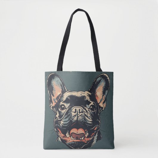 Retro Franse Bulldog Tote Tas (Voorkant)