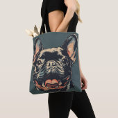 Retro Franse Bulldog Tote Tas (Dichtbij)