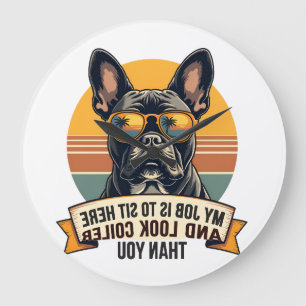 Retro Franse Bulldog Zonnebril Mijn Werk Is Om Te Grote Klok