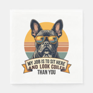 Retro Franse Bulldog Zonnebril Mijn Werk Is Om Te  Servet
