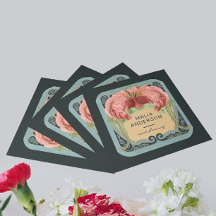  Retro Franse Floral Art Nouveau Lijst Vierkante Visitekaartje