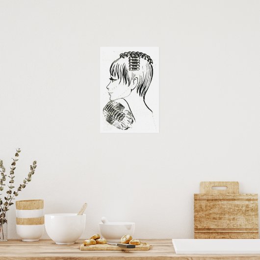 Retro  Franse haarstijlen en beheer Poster (Keuken)