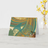 Retro Franse Hoorn van de Regenboog Kaart (Gele Bloem)