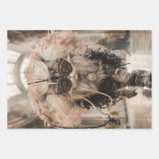  Retro Franse Katten Decoupage Inpakpapier Vel (Voorkant 3)