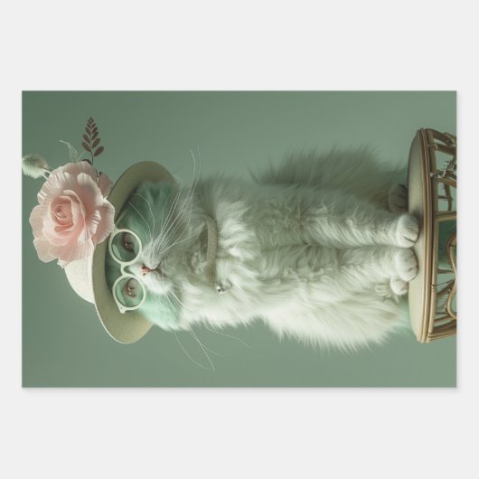 Retro Franse Katten Decoupage Inpakpapier Vel (Voorkant 2)