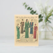 , retro-Franse mode, Dag draag 1931 Briefkaart (Staand voorkant)