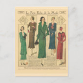 , retro-Franse mode, Dag draag 1931 Briefkaart (Voorkant)