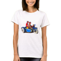 RETRO FRANSE MOTORFIETS + SIDECAR T-SHIRT