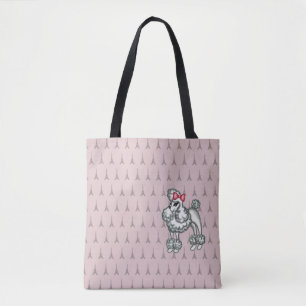 Retro Franse Poodle Boodschappentas Tote Bag