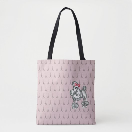 Retro Franse Poodle Boodschappentas Tote Bag (Voorkant)