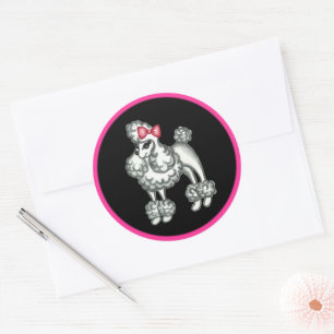 Retro Franse Poodle Stickers