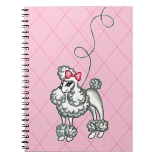 Retro Franse Roze Poodle School Schrijfboek Notitieboek (Voorkant)