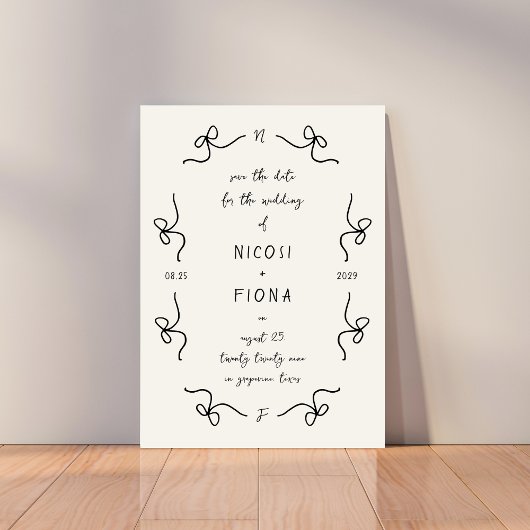 Retro Franse Speelse Boog Frame Trouw Handgeschrif Save The Date