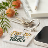 Retro Free-ish sinds 1865 Juneteenth Sleutelhanger (Voorkant Rechts)