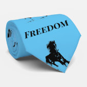 Retro Freedom Blue Black Pop Art Running Horse Stropdas (Opgerold)