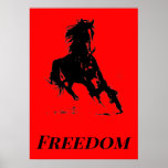 Retro Freedom Red Black Pop Art met paarden Poster<br><div class="desc">Black Red Pop Art met paardenSilhouette / Digital Animal / Horse Art - Horse Head-kunstwerk</div>