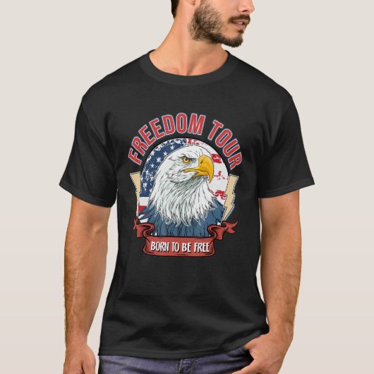 Retro Freedom Tour 1776 Amerika 4th of July Eagle T-shirt (Voorkant)