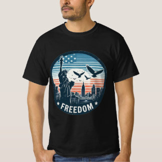 Retro Freedom: Vrijheidsbeeld & Adelaar T-shirt